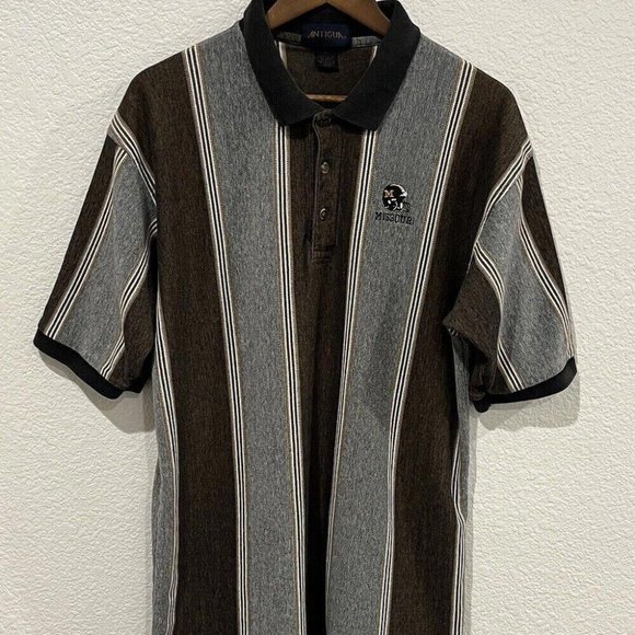 VINTAGE Missouri Football Polo Shirt Adult XL Striped Vertical Mens 90s - Picture 1 of 5